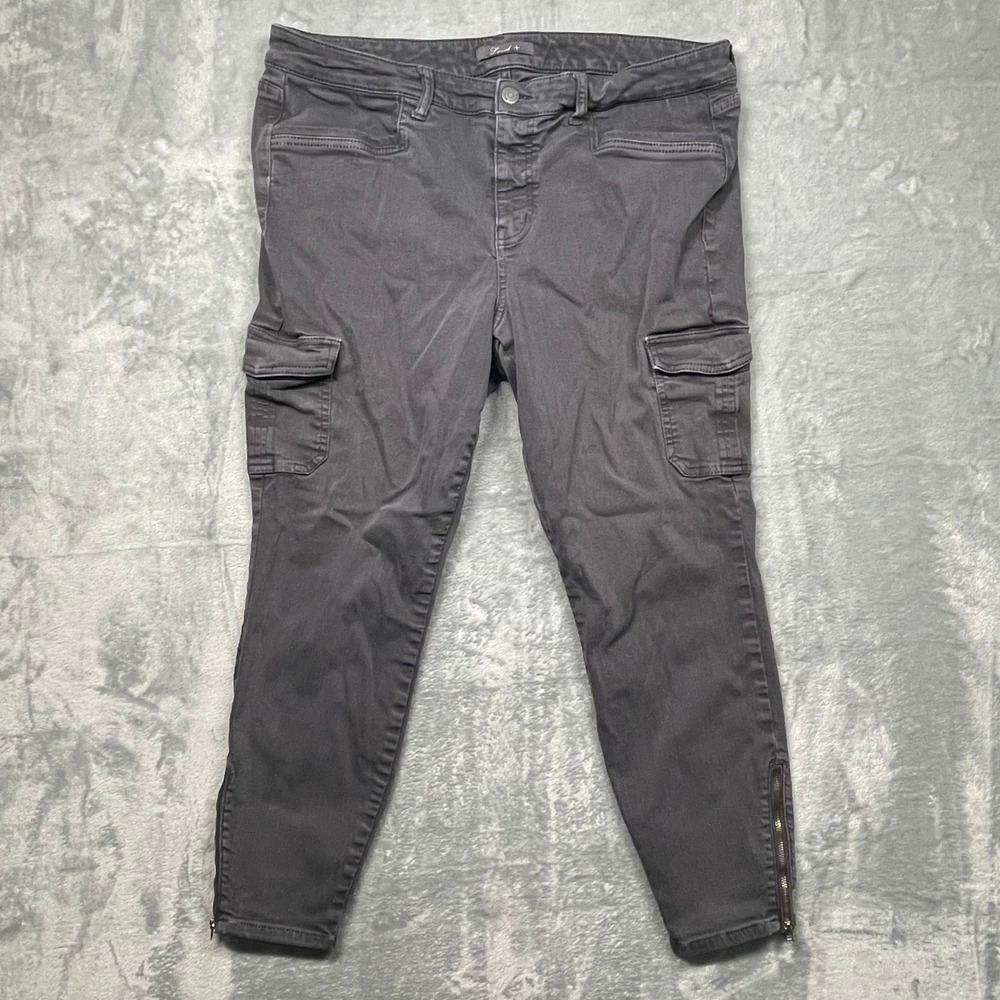 Level 99 Cargo Pants Womens 16W Gray‎ Skinny Ankle Zip Utility